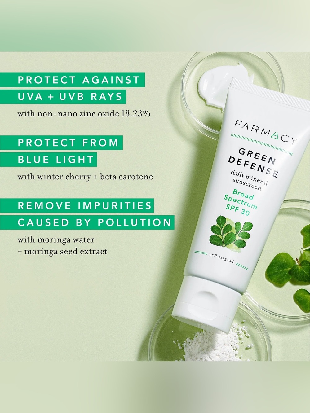 Farmacy Green Defense Daily Mineral Sunscreen SPF 30 - Picture 3 of 9
